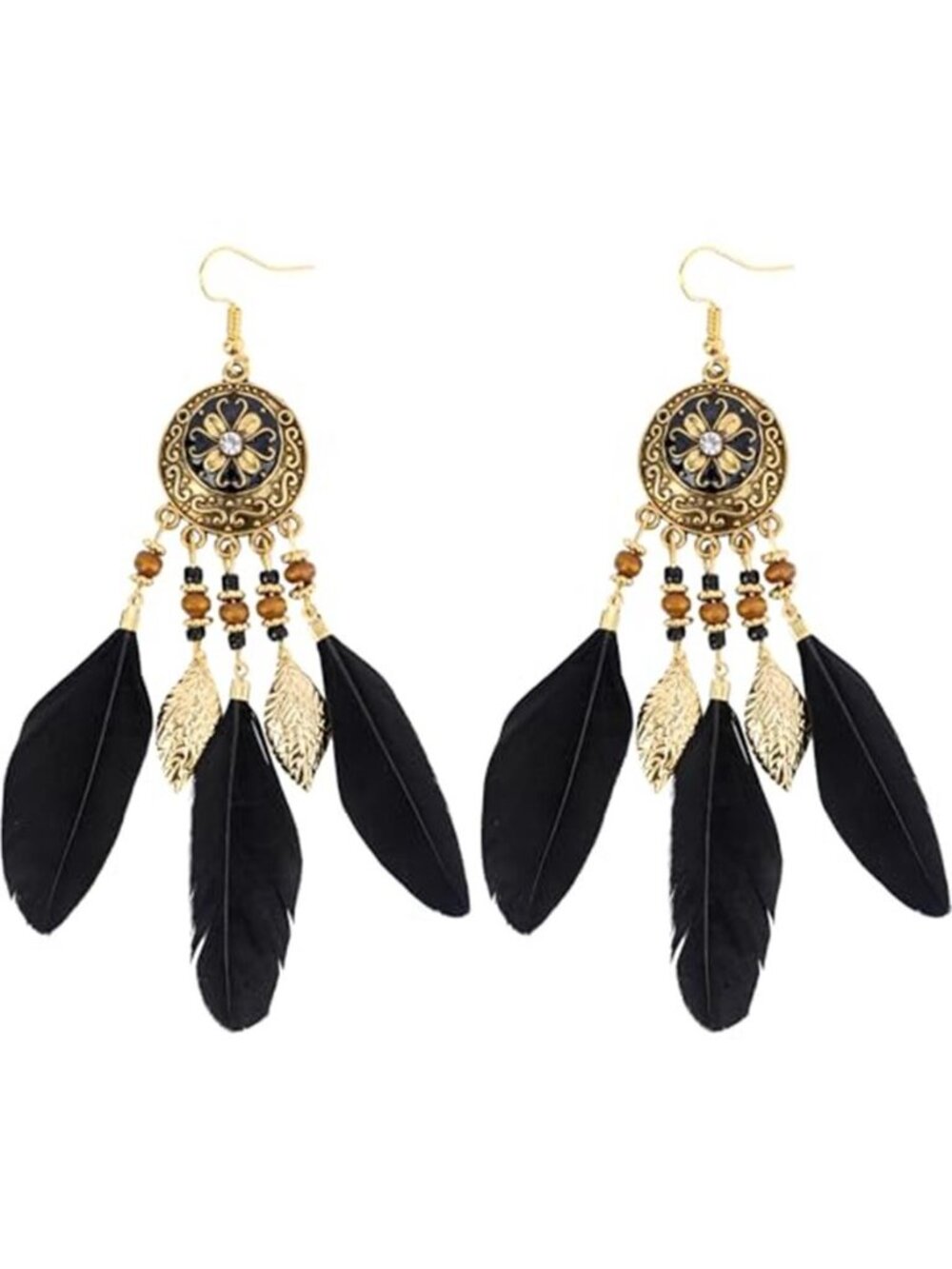 Lightweight Bohemian Feather Dangle Earrings